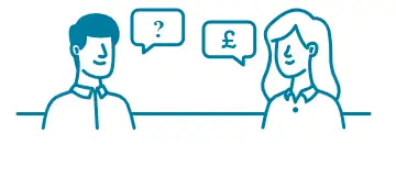 Two people discussing pension options